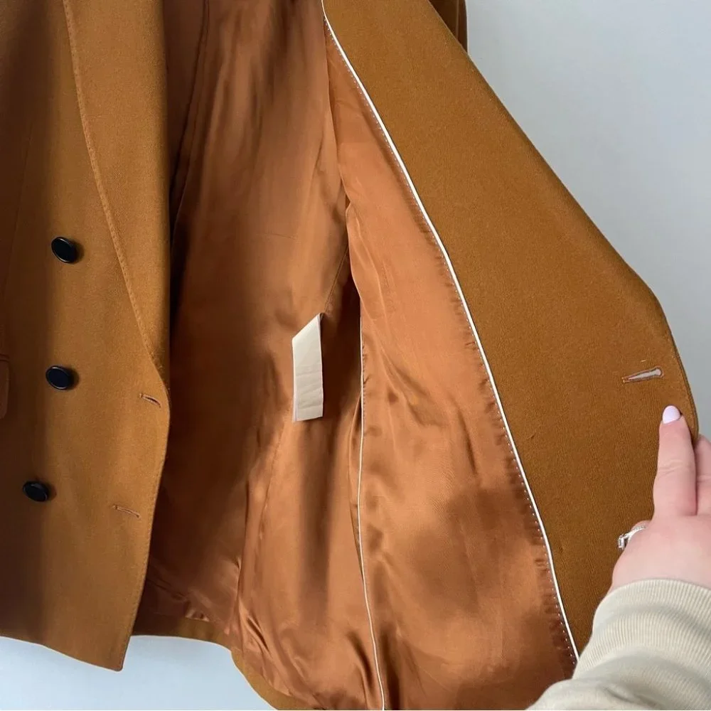 ❌SOLD ❌MASSIMO Dutti Double Breasted Wool Blazer Brown size 10 - Picture 7 of 11